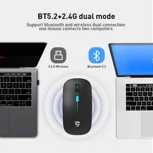 OEM Custom 2.4 Mouse Bluetooth 5.0 Wireless Mouse Office Silent RGB Backlight Rechargeable Gaming Mouse Mini For Laptop Computer