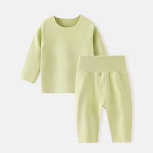 Ensemble de sous-vêtements thermiques pour bébé, couleur unie, polaire en polyester, taille haute, tenue deux pièces pour enfants, automne et hiver - Product Image 2