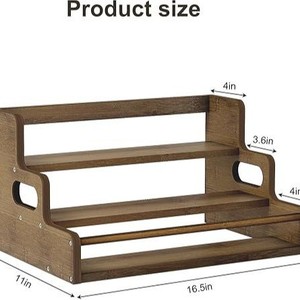 Cross-border tiered display rack, solid wood three-tiered <b>shelf</b>, wooden spice rack, iron and wood combination condiment storage - Product Image 3