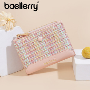 กระเป๋าสตางค์สั้นผู้หญิง Baellerry ลายทอสีสันสดใส ดีไซน์มินิมอล พร้อมซิปใส่เหรียญ ใช้ได้ทุกวัน - Product Image 1