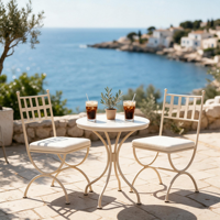 Fauteuil moderne en fer forgé noir confortable avec coussin pour l'extérieur/l'intérieur, idéal pour la terrasse, le jardin, le balcon et la salle de séjour