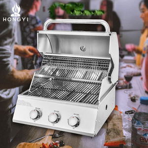 شواية غاز مدمجة عالية الجودة للاستخدام التجاري والمنزلي، شواية باربكيو وتدخين متينة بحجم عائلي، 3 مواقد من الفولاذ المطلي بالبودرة - Product Image 2