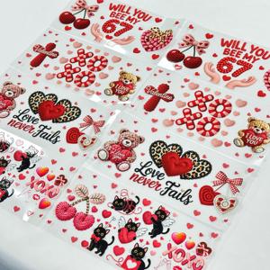 Regali di San Valentino, Adesivi UV per Trasferimento, Lavabili, per Tazze in PET, Resistenti, Romantici, con Cuori Glitterati, Impermeabili, Decalcomanie a Trasferimento a Freddo - Product Image 3