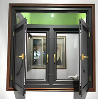 Ventanas Abatibles de Esquina Negras Personalizadas Resistentes a Huracanes con Mosquitera Metálica, Ventana Abatible Triangular Antirrobo