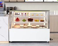 Vitrine réfrigérée commerciale verticale à refroidissement par air pour gâteaux, avec porte coulissante en verre, étagères à desserts à double niveau, en acier inoxydable