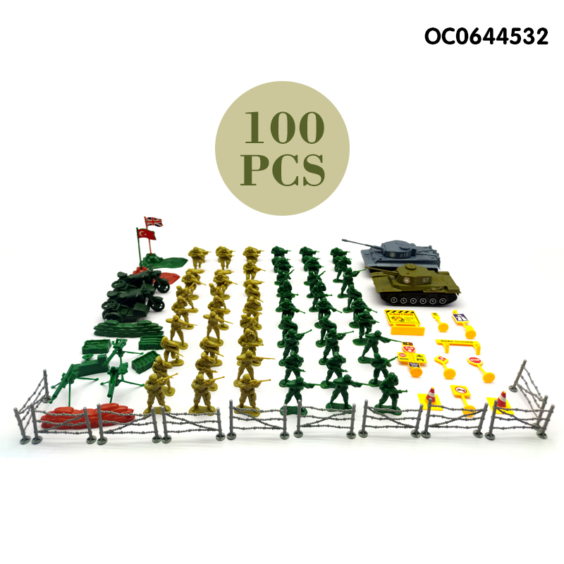 JAWSEU Set 520 Mini Giocattoli Militari - Soldati, Aerei, Carri Armati, Bandiere - Playset Per Bambini 3+ (2,5 Kg)