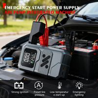 Démarreur portable 4-en-1 ABS pour voiture, booster de batterie, batterie externe 8000 mAh, pompe à air pour pneus, manomètre numérique, éclairage d'urgence