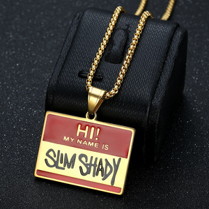 Collana con Ciondolo Nome Eminem 'My Name Is Slim Shady' in Acciaio Inox Dorato, Accessorio Hip Hop Streetwear - Product Image 2