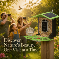 Mangeoire à oiseaux intelligente à énergie solaire avec caméra WiFi, résistante aux intempéries, station d'alimentation pour oiseaux