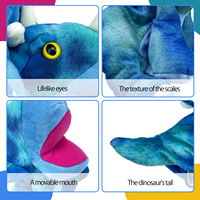Marionnette à main éducative unisexe, dragon, dinosaure bleu, peluche polyester amusante avec remplissage en coton PP ODM personnalisable pour tous les âges