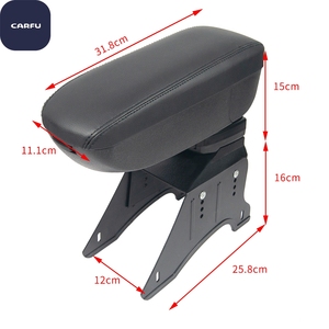 CarFu Universal Adjustable ABS & PVC Leather <b>Black</b> <b>Console</b> Box Storage Seat Organizer with Multi-Armrest Car Accessory - Product Image 2