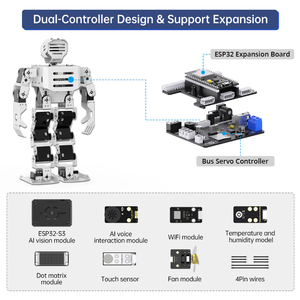 Tony <span class=keywords><strong>Pi</strong></span> 20 DOF Service AI Vision & SLAM Raspberry <span class=keywords><strong>Pi</strong></span> 4B Python/ROS STEM pendidikan Kit Modul elektronik Robot Humanoid - Product Image 5