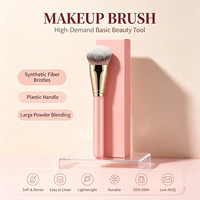 Pinceau de maquillage à tête ronde en poils synthétiques doux, pour anticernes, poudre, blush et bronzer, fabrication OEM ODM sur mesure