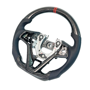Volante de Fibra de Carbono Negro Real para <span class=keywords><strong>Hyundai</strong></span> Veloster con Cuero Perforado y Línea Central Roja, Costuras Personalizadas para Veloster - Product Image 2