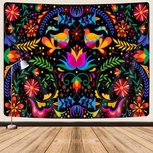Goaok พรมลายดอกไม้เม็กซิโกสีสันสดใสดอกไม้เม็กซิกันนกสวยงามแบบดั้งเดิมสไตล์ฮิปปี้โบฮีเมียนหรูหราสไตล์พื้นเมืองผลิตจากจีน - Product Image 5