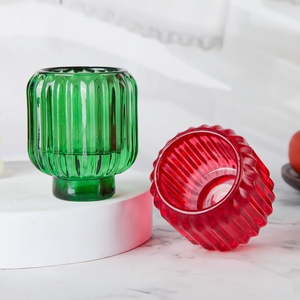 <span class=keywords><strong>Portacandele</strong></span> in <span class=keywords><strong>Vetro</strong></span> Verde a Righe Verticali Personalizzato all'Ingrosso, Supporto per Candele e Tealight da 350g per Matrimoni e Feste - Product Image 5