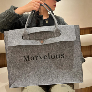 Large Capacity Waterproof Felt Tote Bag Open Closure Type Shoulder Storage and Carry Shopping Bags <b>Set</b> - Product Image 3