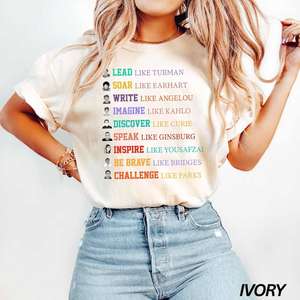 Camiseta Lead Soar Write Inspire para mujer, de algodón, cuello redondo, manga corta, corte regular, informal, para todas las estaciones, estampado de jersey - Product Image 1