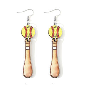 Boucles d'oreilles en bois Batte de baseball et balle Pendentif Boucles d'oreilles pour femme Uionen 1196 - Product Image 5