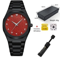 Montre à quartz pour homme, style international, boîtier en alliage, bracelet en acier inoxydable ultra-fin à motif marbré, étanche, cadran à aiguilles