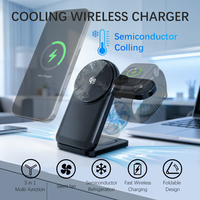 Estación de Carga Inalámbrica Magnética 3 en 1, 25W, Refrigeración por Semiconductor TEC, Ventilador Silencioso Plegable para iPhone 16, Samsung Watch, AirPods