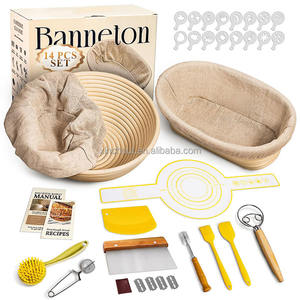 Kit complet de cuisson <span class=keywords><strong>du</strong></span> <span class=keywords><strong>pain</strong></span> au <span class=keywords><strong>levain</strong></span>, Livre de recettes et guide double usage, Fouet danois, Pot à <span class=keywords><strong>levain</strong></span>, Couteau à <span class=keywords><strong>levain</strong></span>, Tapis de levage, Racloir, Doublure en coton - Product Image 1