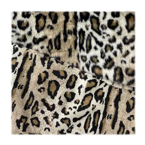 Imitation animal printing plush fabric leopard printing high density faux rabbit fur for garment decoration