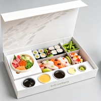 Boîte à sushi japonaise pliable en papier de luxe personnalisée pour la livraison de repas à emporter, avec gaufrage, pour déjeuner et bento – Vente en gros