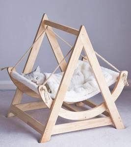 Hamaca para gatos, cama de madera para gatos, caja de cartón con logotipo personalizado, almacenamiento europeo, cama de madera maciza sostenible para mascotas, Columpio de madera Zzm - Product Image 5
