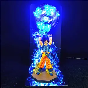 Lampu Meja Bom Bola Lampu Malam Dragon Ball, Animasi Goku, Hadiah Tangan Ulang Tahun, Lentera Flash RGB, Figur Anime