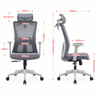 Chaise de bureau exécutive moderne en maille avec appuie-tête réglable, hauteur de siège et dossier ajustables pour le bureau et le télétravail