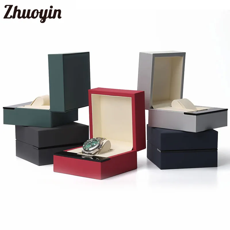 Custom Logo Portable Exquisite Men Pu Leather Flip Watch Wrist Gift Packaging Packing Boxes & Case Holder With Pillows