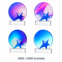 Trophée personnalisé en cristal K9, récompense ronde en forme d'étoile avec impression UV colorée pour la reconnaissance des employés d'entreprise, vente en gros OEM ODM