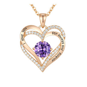 Venta al por mayor de joyas de oro rosa para esposa, novia, mamá, hija, aniversario, regalo de cumpleaños, corazón de amor, 12 collares de piedra natal para mujer - Product Image 2