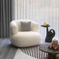 Fauteuil en forme de U minimaliste et confortable, revêtement en laine d'agneau sherpa, blanc, chaise de lecture décontractée pour chambre à coucher