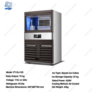 Fabbricatore di Ghiaccio Commerciale per Acqua in Bottiglia, Motore in Acciaio Inox, Capacità di Stoccaggio 70 kg, 24 Ore, per Uso Domestico, Ristoranti, Bar, Caffetterie - Product Image 6