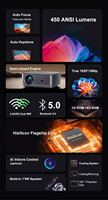 Projecteur portable H80 avec correction trapézoïdale 1080P 310 ANSI Lumens Android 13 pour interface, faible bruit pour l'enseignement en classe