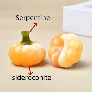 Venta al por Mayor de Calizitas Amarillas Naturales Talladas en Forma de Calabaza, Artesanía de Cristal, Calizitas Amarillas en Forma de Calabaza para Halloween - Product Image 3