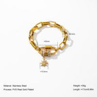 YF3677 Waterproof Jewelry 18k Gold Plated Chunky Chain Carabiner Necklace Stainless Steel Pave Charismatic Zircon Charm Necklace