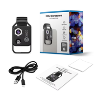 200x HD Microscope Mini Mobile Phone Magnification Lens with LED CPL Black White