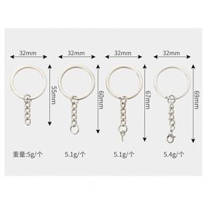 Wholesale 32mm Split <b>Keyring</b> with Chain and Jump Ring Silver Metal Parts <b>Keyring</b> Lobster Clasps Key Ring Connector Keychain Bulk - Product Image 3