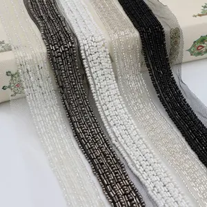 Wholesale And Retail Modern Mesh Hand Nail Beaded Edge Accessories Lace Metal Beads And Tube Lace Trim