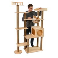 Arbre à chat de luxe écologique, grande tour griffoir d'intérieur multi-niveaux, maison d'escalade au design moderne en bois massif