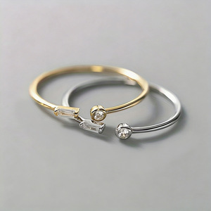 Anillo Abierto Ajustable Geométrico Delgado Minimalista para Mujer, Joyería Delicada para el Dedo - Product Image 2