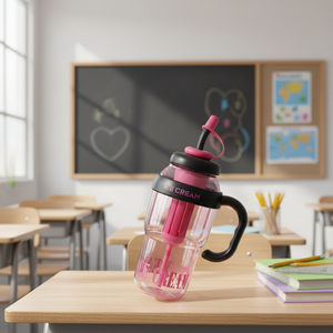 Vaso de Plástico de Gran Capacidad con Tapa, Asa, Popote e Infusor de Té - Para Estudiantes, Bebida Directa, Ecológico y Apto para Agua Hirviendo - Product Image 5