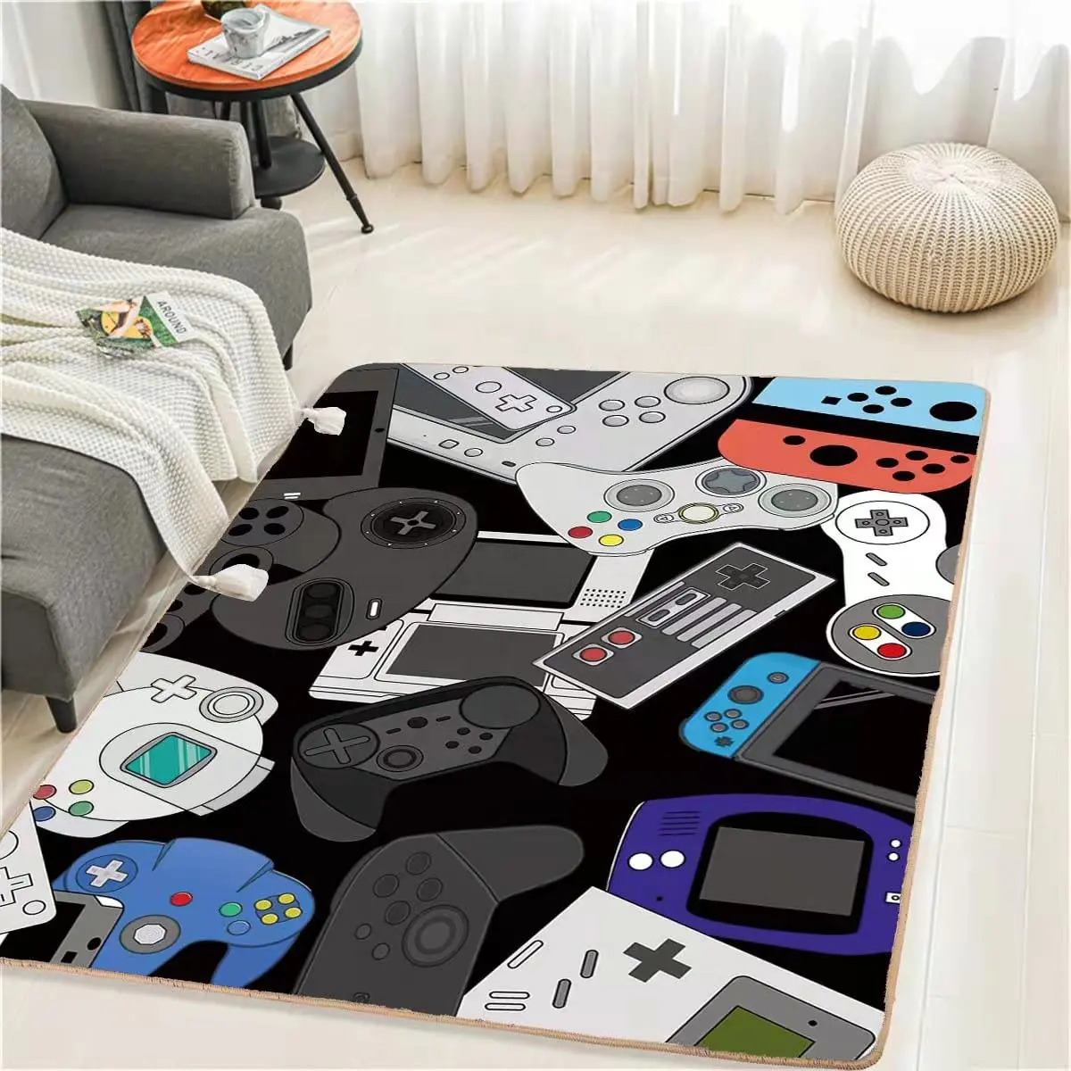 Hot wholesale indoor home decor non-slip area throw custom modern 3d printed rubber backed washable gamer rugs