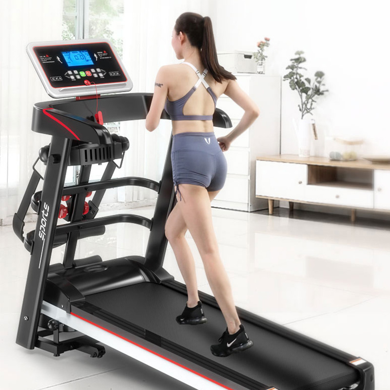 Motorized Folding Electric Treadmill with Massage Function – Home Fitness Running Machine with Dumbbells