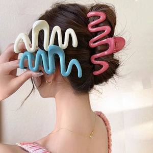 New Ins <b>Style</b> Premium Cream Wave Hair Claw Large Shark Clip Back <b>Head</b> Bun Hairpin Hair Accessories - Product Image 4
