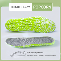 Semelles intérieures rehaussantes discrètes Popcorn PU pour hommes et femmes, haute élasticité, absorption des chocs, anti-transpiration, respirantes pour l'été et le travail