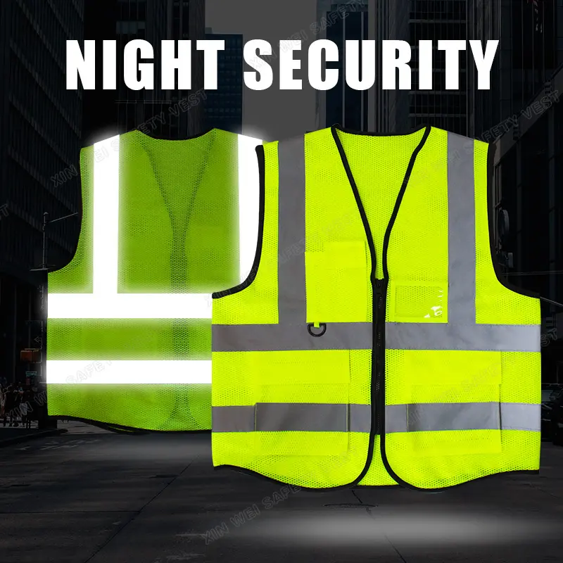 Özel Logo S-5XL Mesh nefes çok cep Hi Vis fermuarlı güvenlik yelek açık inşaat wrok emniyet giyim